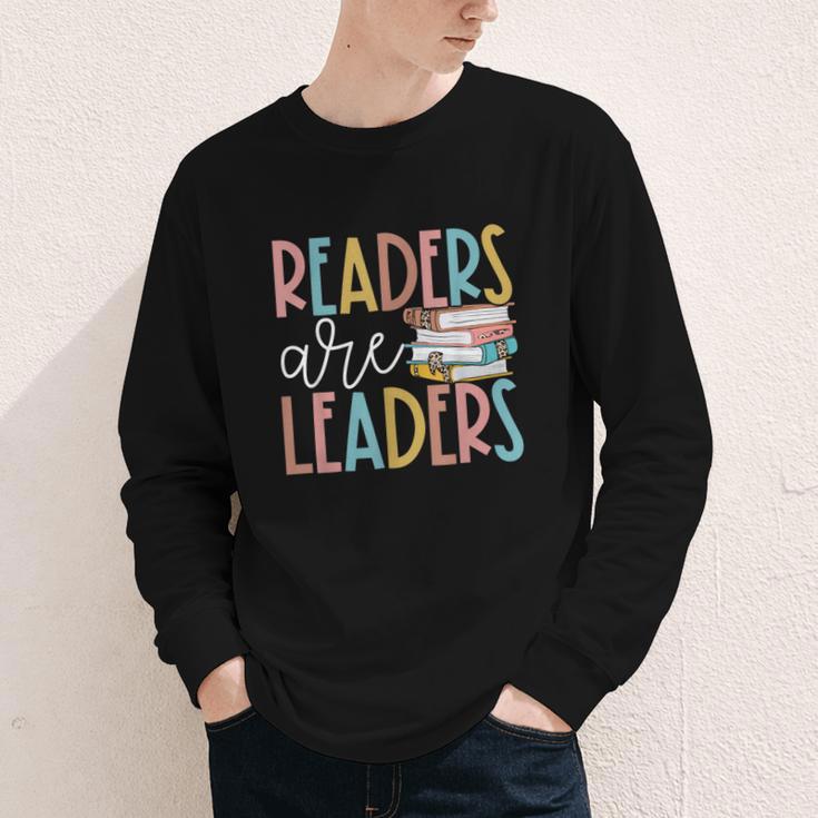 Readers Are Leaders Reading Book Lovers Teacher Women Kids Youth Long Sleeve Tee