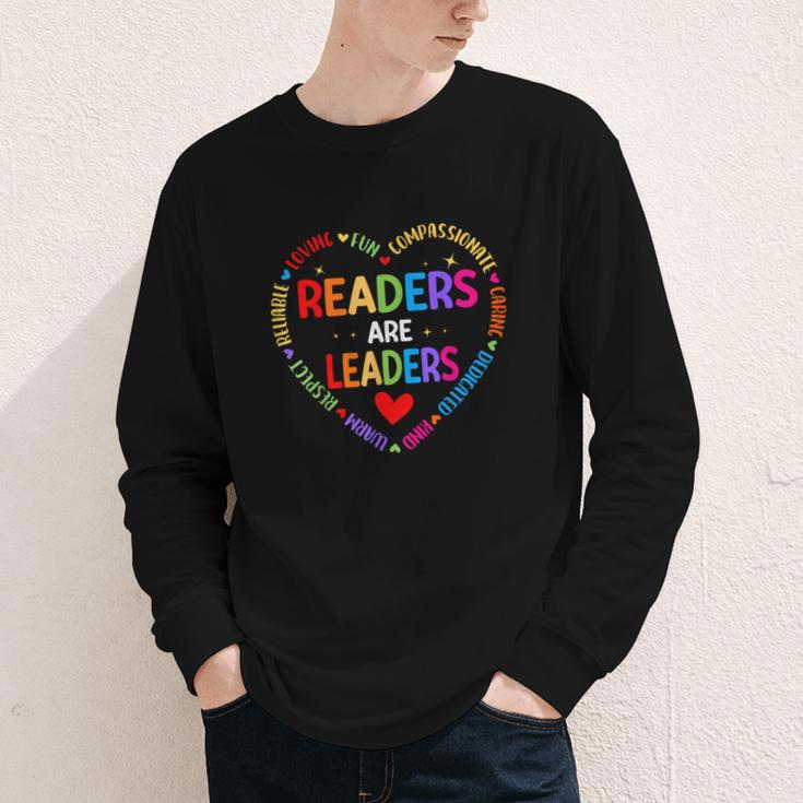 Readers Are Leaders Reading Teacher Women Kids Book Lovers Youth Long Sleeve Tee