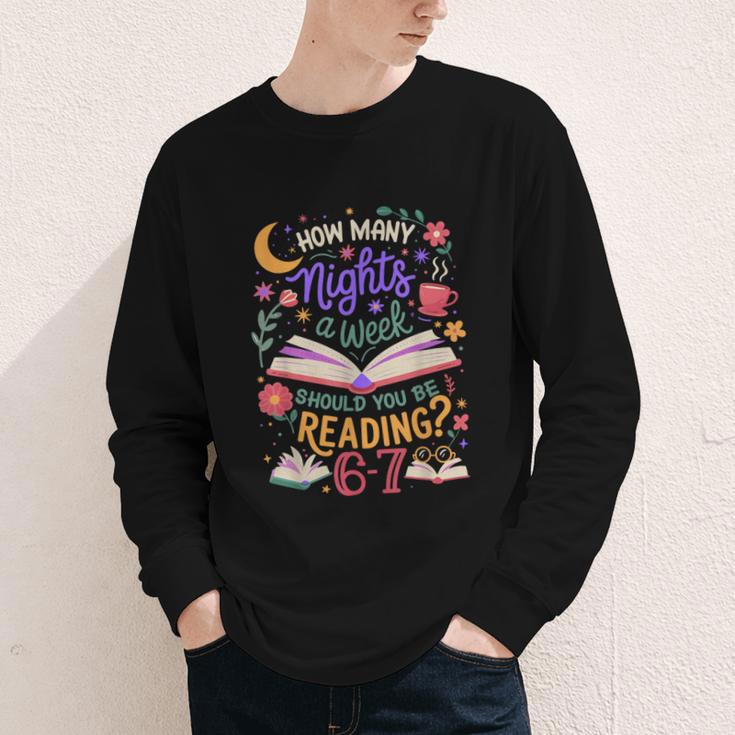 Reading 6 7 Meme Six Seven Cozy Book Lover Teacher Youth Long Sleeve Tee