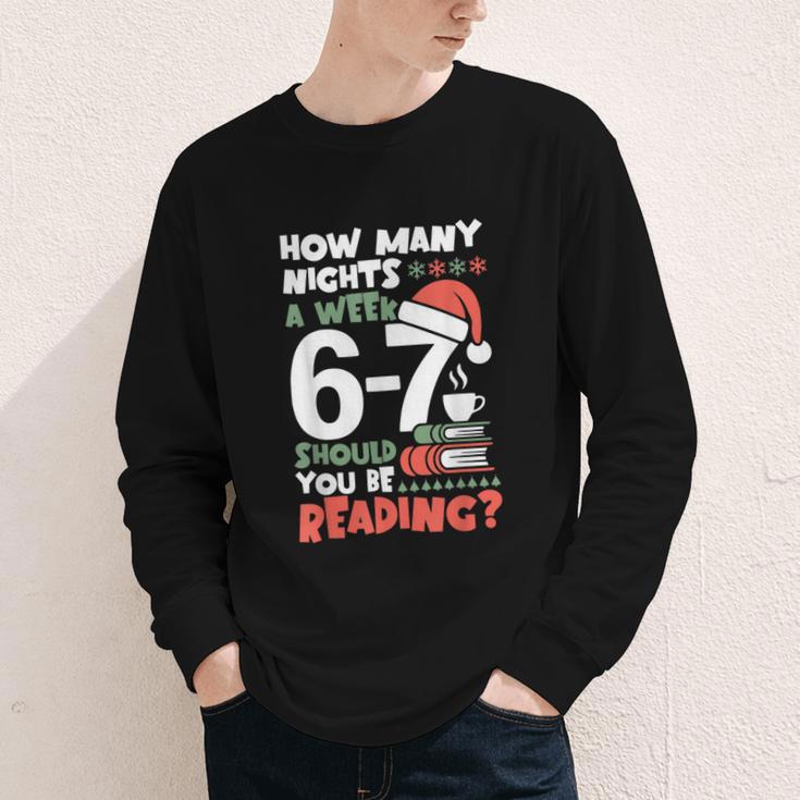 Reading 67 Meme English Teacher Christmas Book Lover Youth Long Sleeve Tee