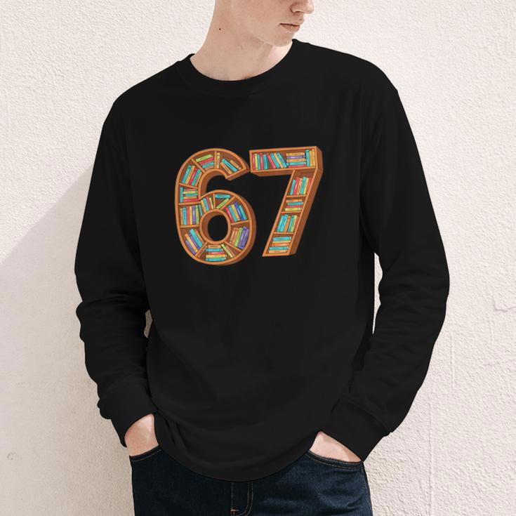 Reading 67 Six Seven Meme Teacher Book Lover Bookshelf Youth Long Sleeve Tee