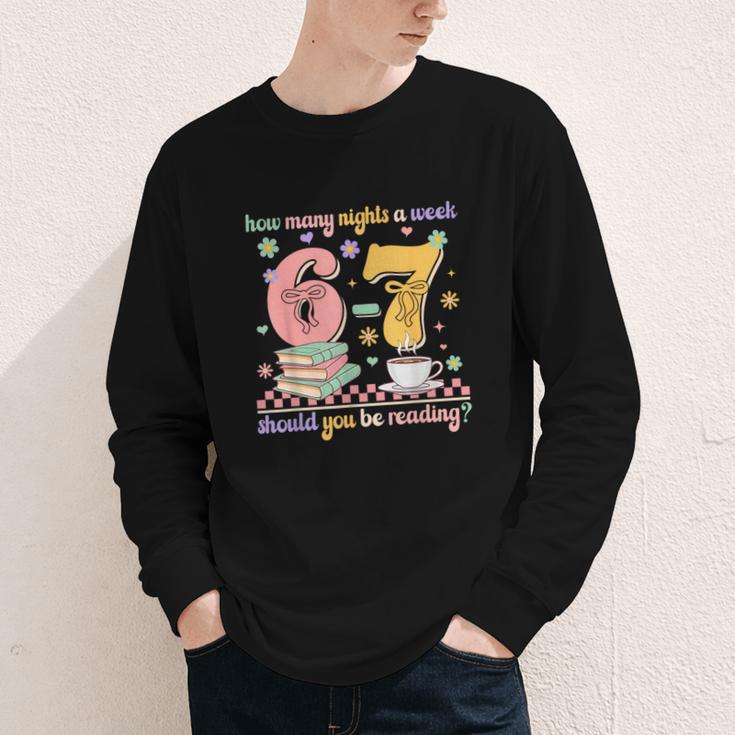 Reading 67 Teacher Six Seven Reading 6 7 Book Lover Youth Long Sleeve Tee