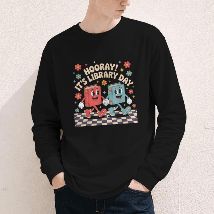 Reading Book Lover School Librarian Hooray It's Library Day Youth Long Sleeve Tee