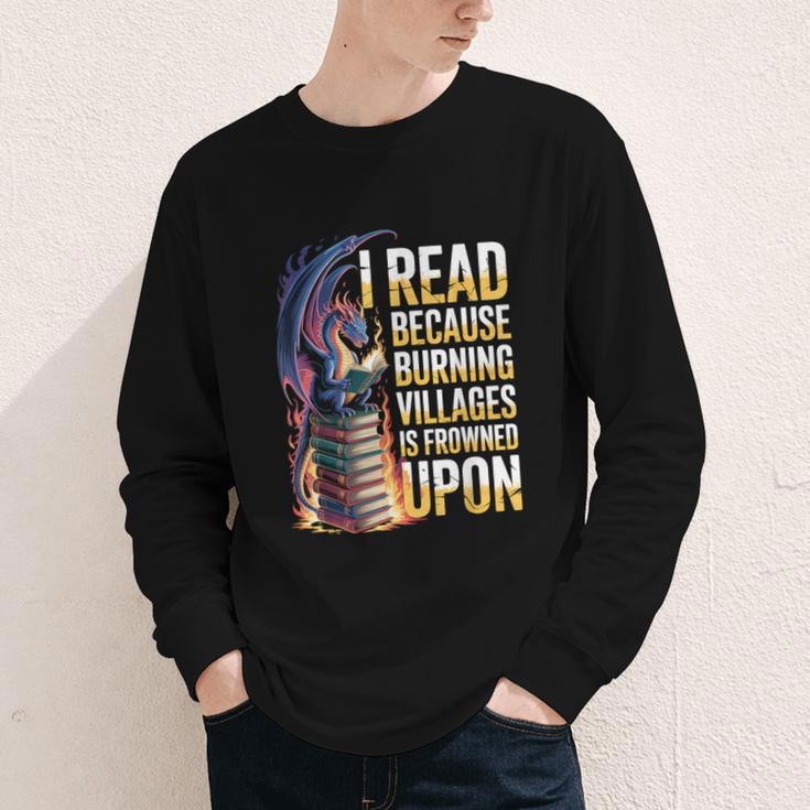 Reading Bookish Dragon Fantasy Youth Long Sleeve Tee