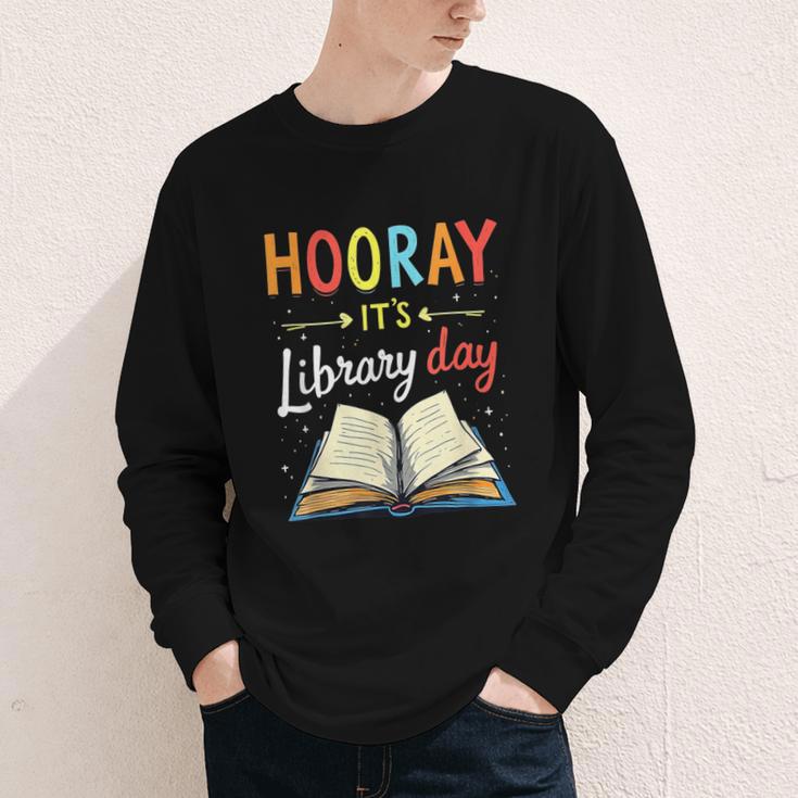 Reading Books Bibliophile Hooray It's Library Day Youth Long Sleeve Tee