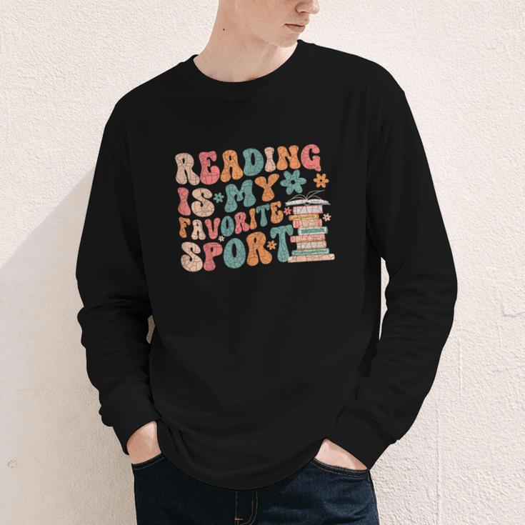 Reading Is My Favorite Sport Retro Groovy Book Lovers Youth Long Sleeve Tee