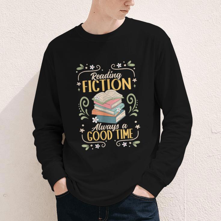 Reading Fiction Always A Good Time Book Reading Bookworm Youth Long Sleeve Tee Reading Fiction Always A Good Time Book Reading Bookworm Youth Long Sleeve Tee