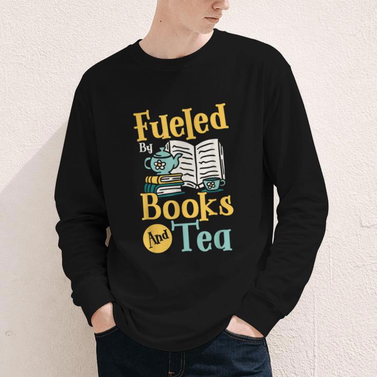 Reading Hobby Bookshelves Library Fueled By Books And Tea Youth Long Sleeve Tee