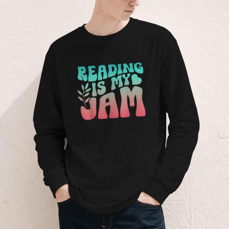 Reading Is My Jam Book Lover Bookworm Teacher Library Reader Youth Long Sleeve Tee