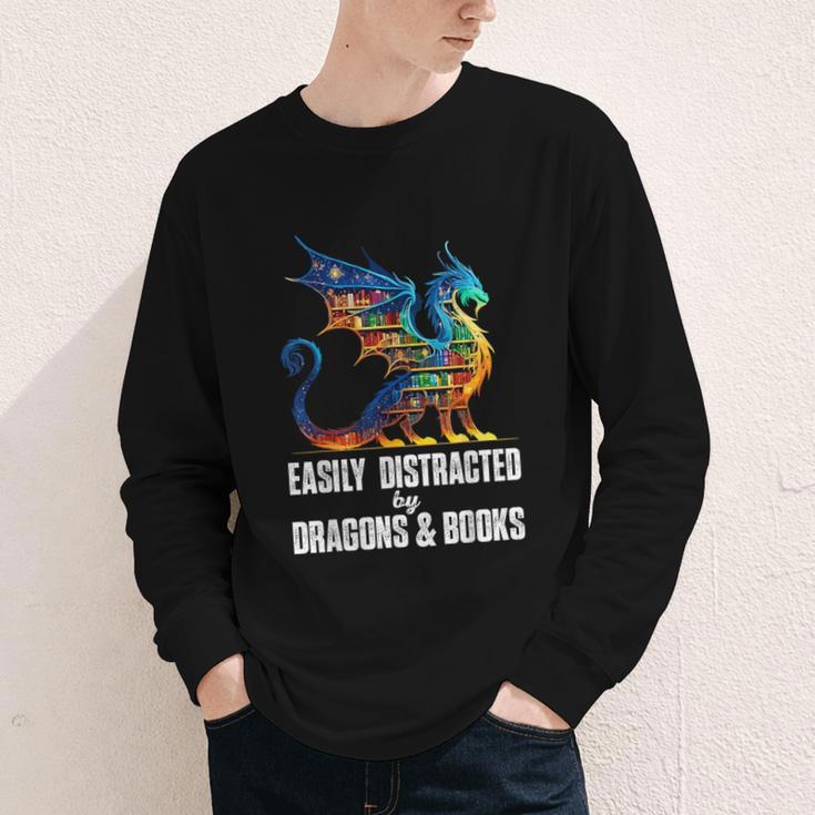 Reading Lover Easily Distracted By Dragons And Books Dragon Youth Long Sleeve Tee