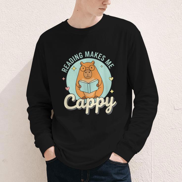 Reading Makes Me Cappy Bookworm Capybara Book Reading Youth Long Sleeve Tee