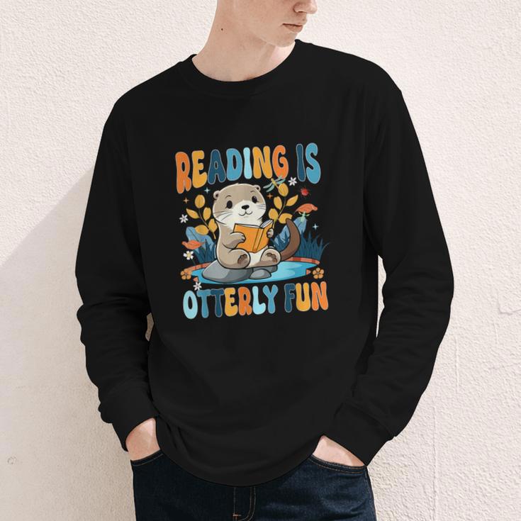 Reading Is Otterly Fun Sea Otter Book Lover Bookworm Youth Long Sleeve Tee