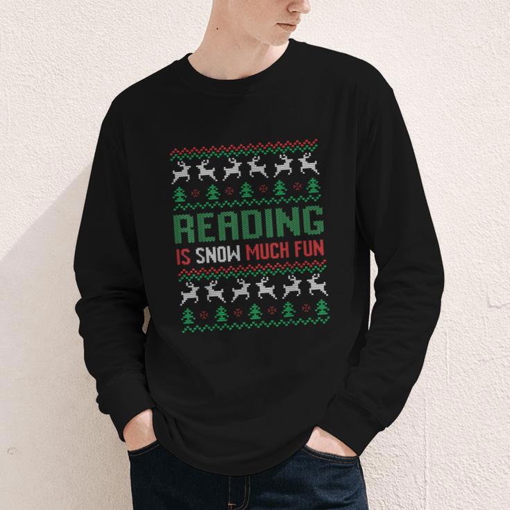 Reading Is Snow Much Fun Winter Bookworm Reading Book Lovers Youth Long Sleeve Tee