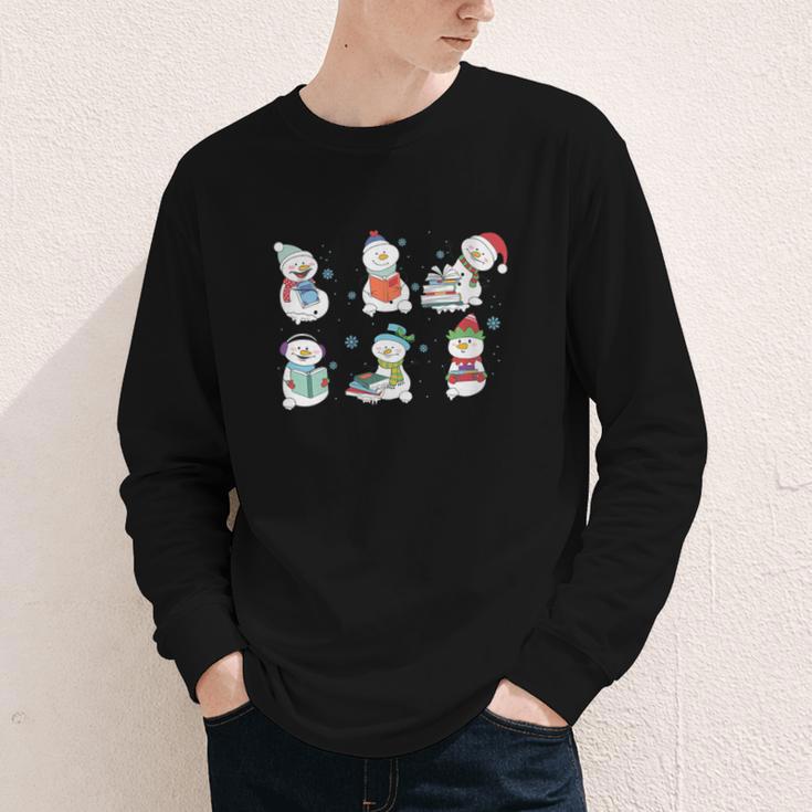 Reading Snowman Christmas Book Lovers Bookworm Librarian Youth Long Sleeve Tee Reading Snowman Christmas Book Lovers Bookworm Librarian Youth Long Sleeve Tee
