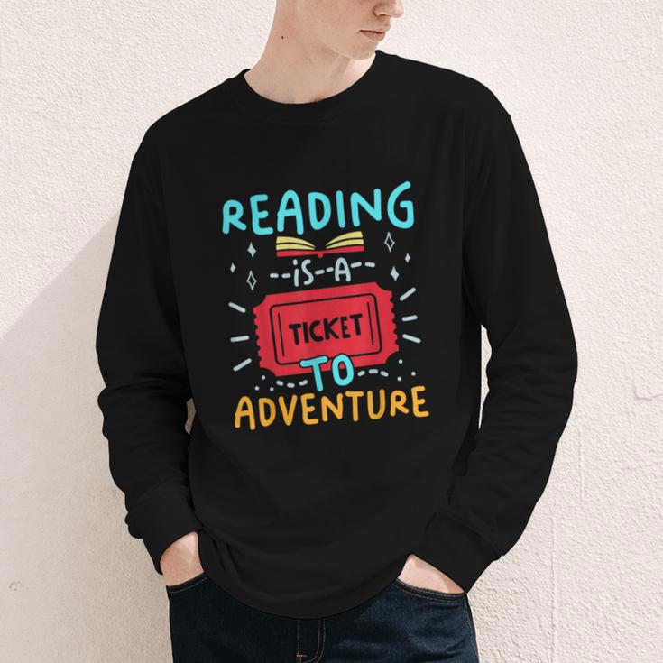 Reading Is A Ticket To Adventure Fun Book Lovers Fun Youth Long Sleeve Tee