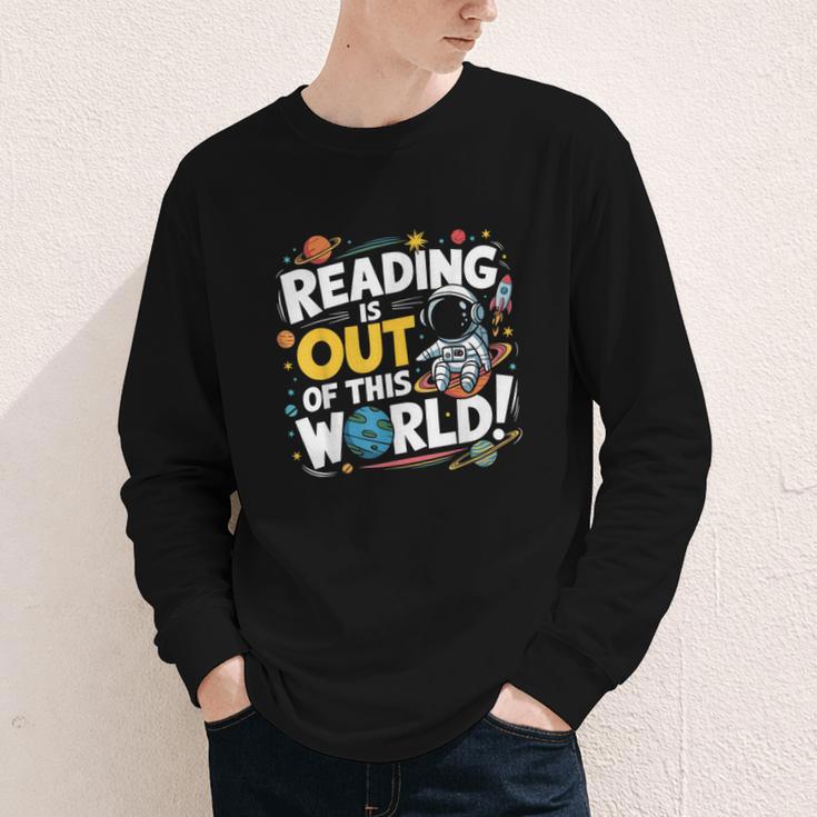 Reading Is Out Of This World Space Book Lover Kids Youth Long Sleeve Tee