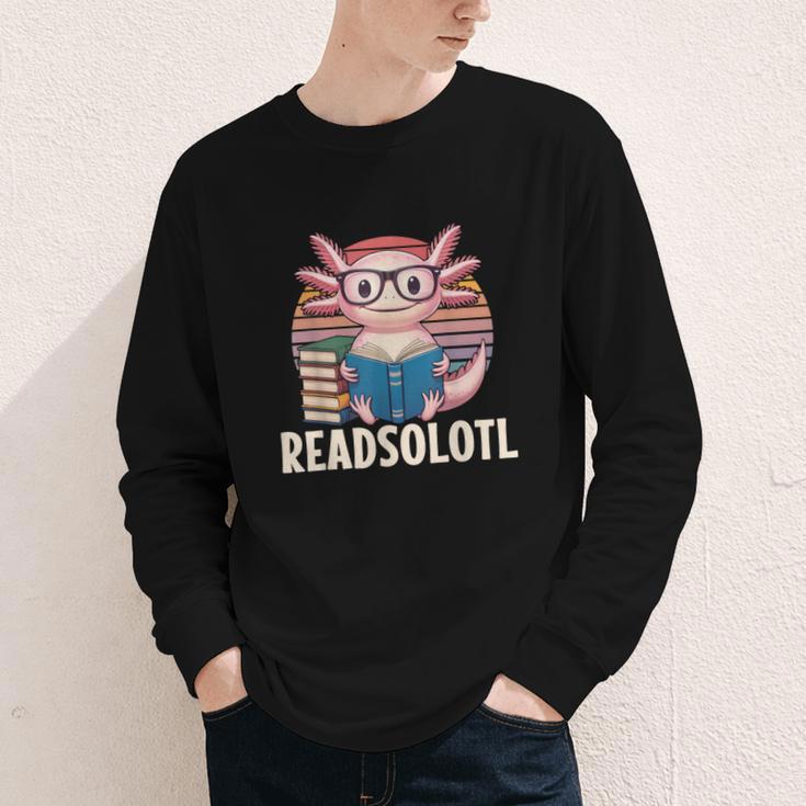 Readsolotl Axolotl Reading Book Lover Kawaii Bookworms Youth Long Sleeve Tee
