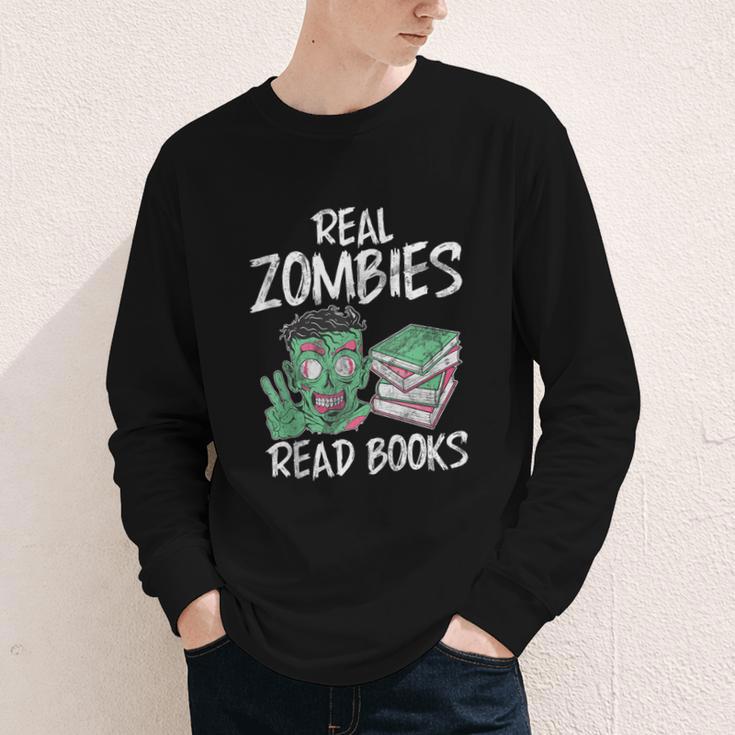 Real Zombies Read Books Zombie Youth Long Sleeve Tee