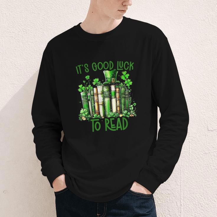 Retro Book Lucky Reading Teacher St Patrick's Day -Adults Small Cotton Blend Polyester Blend Short Sleeve Youth Long Sleeve Tee