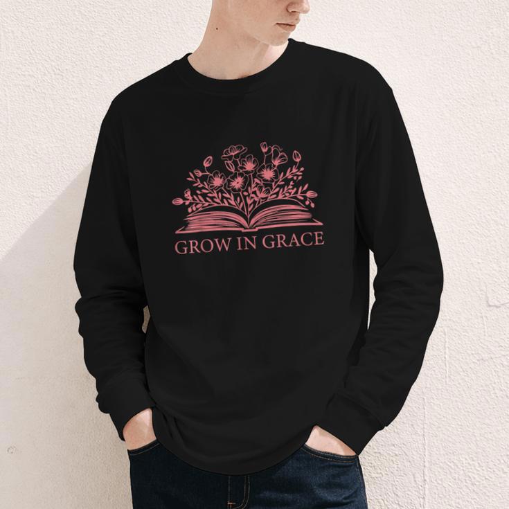 Retro Grow In Grace Wildflower Book Christian Bible Verse Youth Long Sleeve Tee Retro Grow In Grace Wildflower Book Christian Bible Verse Youth Long Sleeve Tee