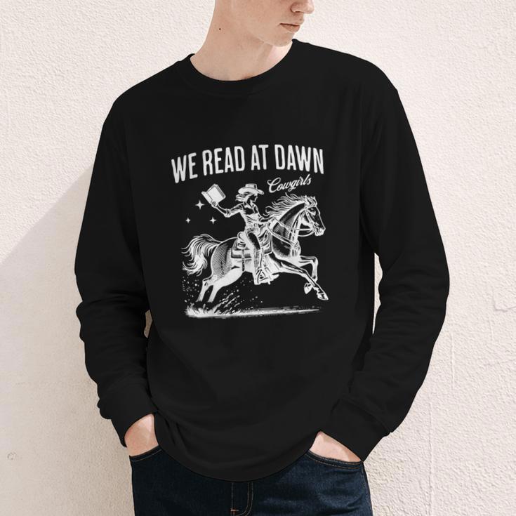 Retro We Read At Dawn Cowgirl Western Librarian Book Lover Youth Long Sleeve Tee
