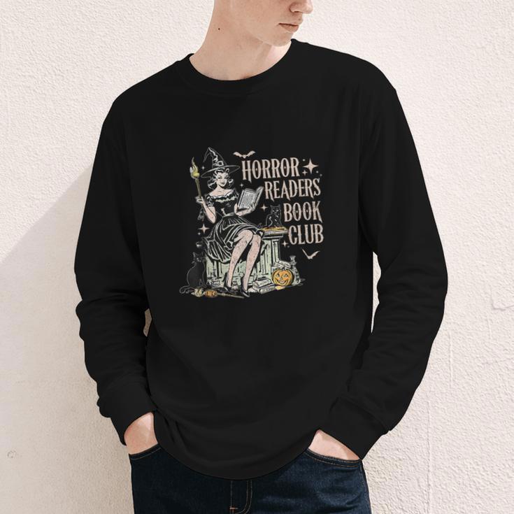 Retro Scary Horror Readers Book Club Spooky Halloween Youth Long Sleeve Tee