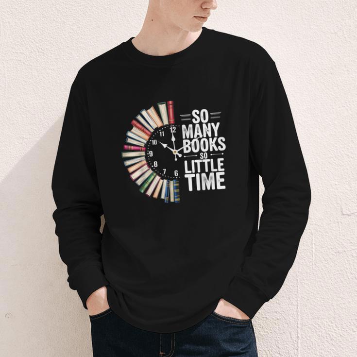 Retro So Many Books Little Time Book Clock Reading Youth Long Sleeve Tee