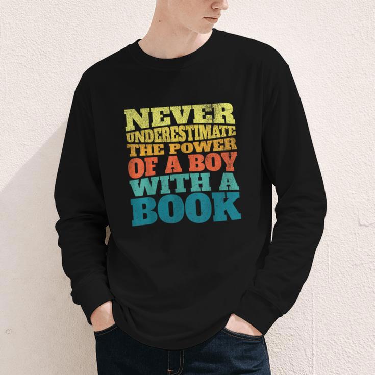 Retro Never Underestimate The Power Of a Boy With a Book Youth Long Sleeve Tee