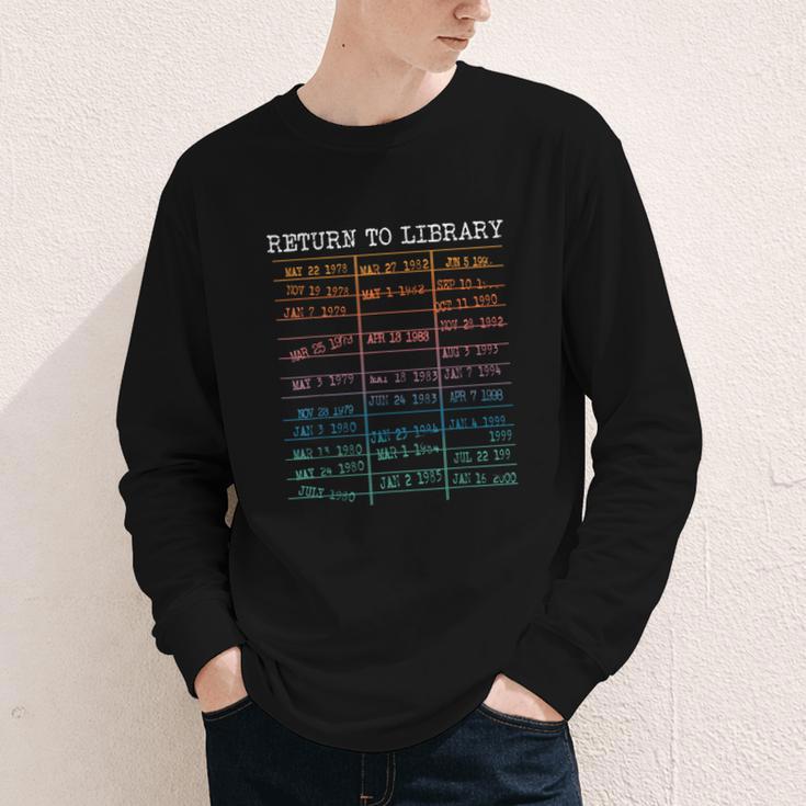 Return To Library Card Book Due Date Bookish Reading Youth Long Sleeve Tee