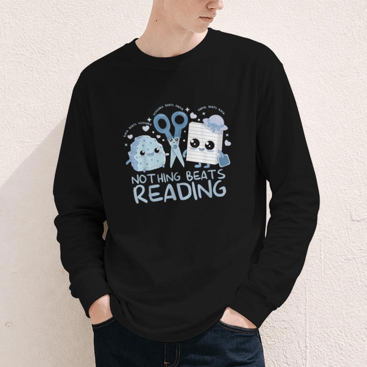 Rock Paper Scissors Nothing Beats Reading Book Lover Youth Long Sleeve Tee
