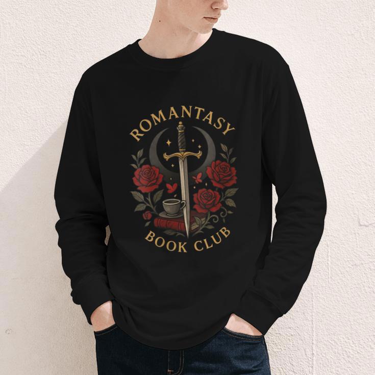 Romantasy Book Club Coffee Sword Roses Youth Long Sleeve Tee
