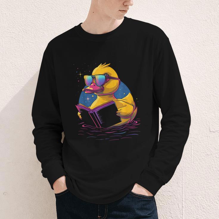 Rubber Duck Rubber Duckie Reading Book Rubber Duckling Youth Long Sleeve Tee
