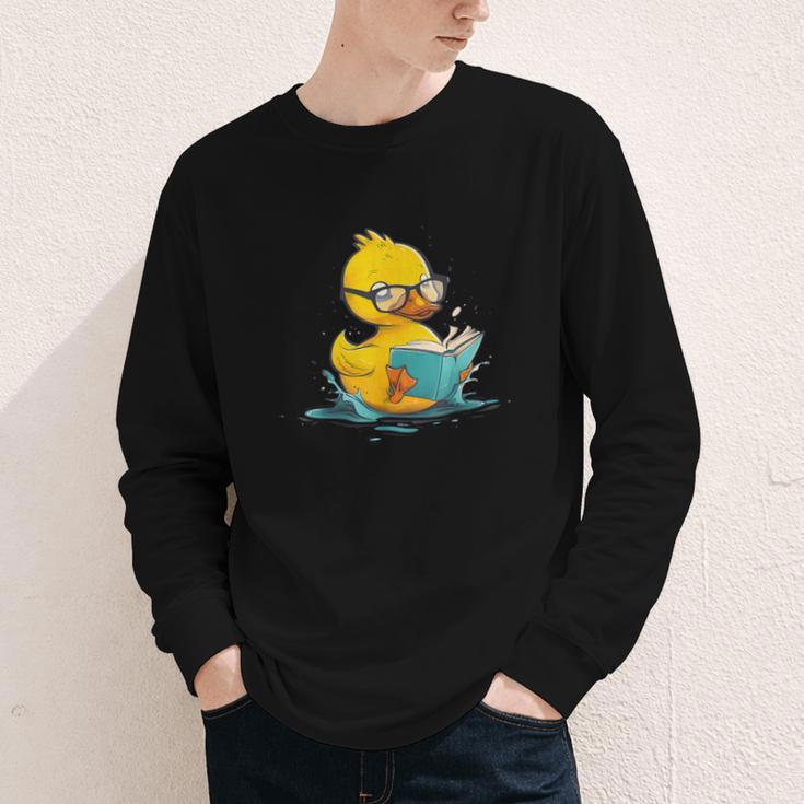 Rubber Duck Reading Book Reader Books Rubber Duckie Youth Long Sleeve Tee
