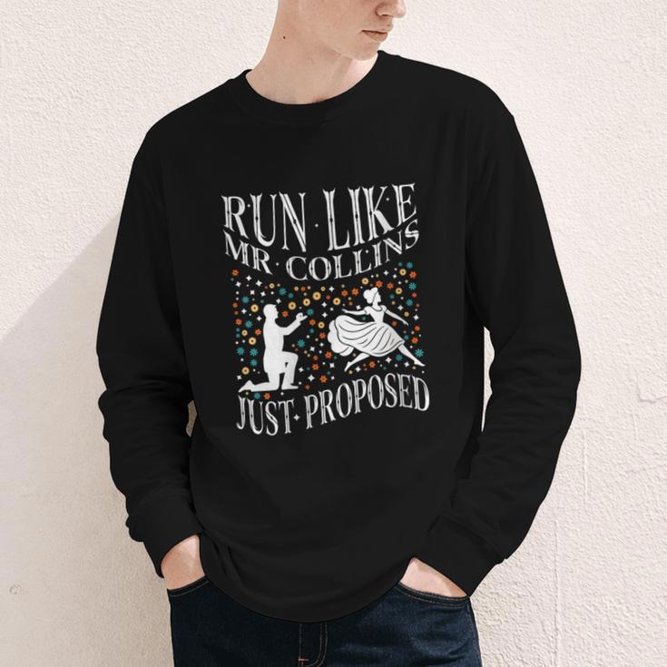 Run Like Mr Collins Just Proposed Vintage Book Quote Youth Long Sleeve Tee Run Like Mr Collins Just Proposed Vintage Book Quote Youth Long Sleeve Tee