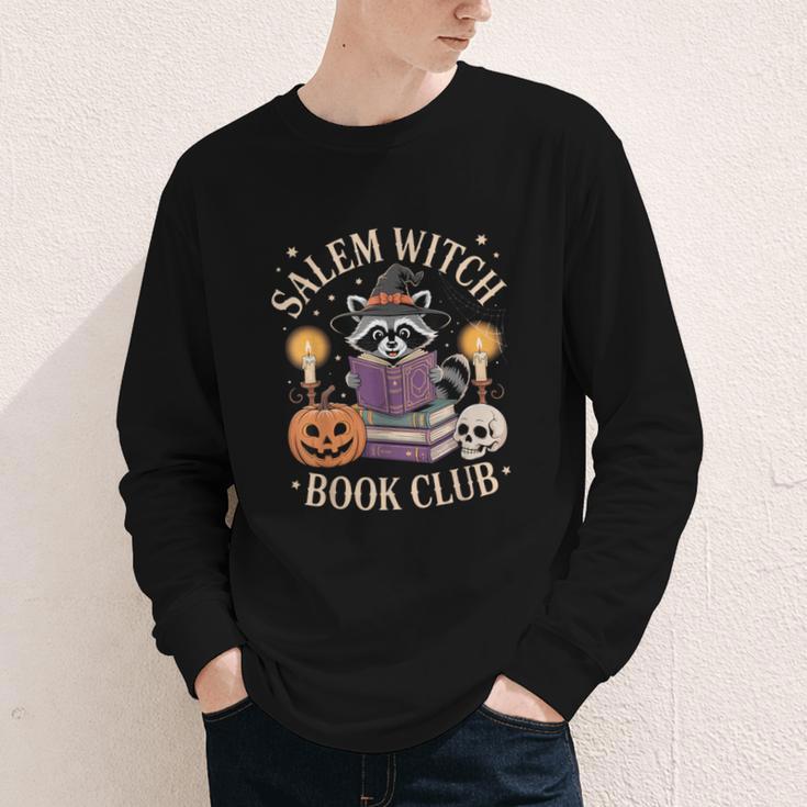 Salem Witch Book Club Bookish Halloween Raccoon Witchcraft Youth Long Sleeve Tee