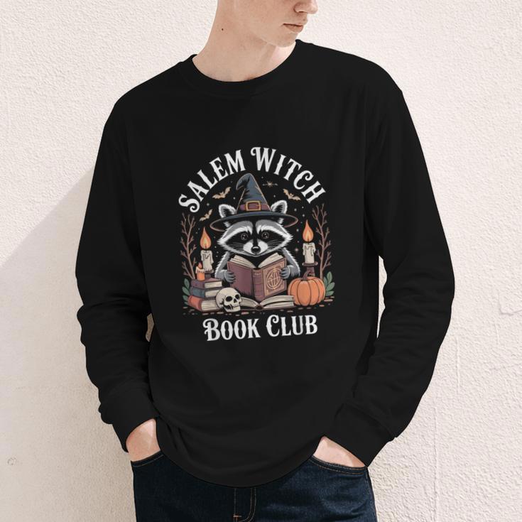Salem Witch Book Club Raccoon Halloween Youth Long Sleeve Tee