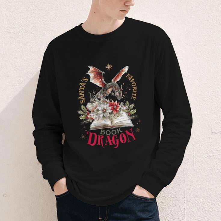 Santa's Favorite Book Dragon Christmas Magic Youth Long Sleeve Tee