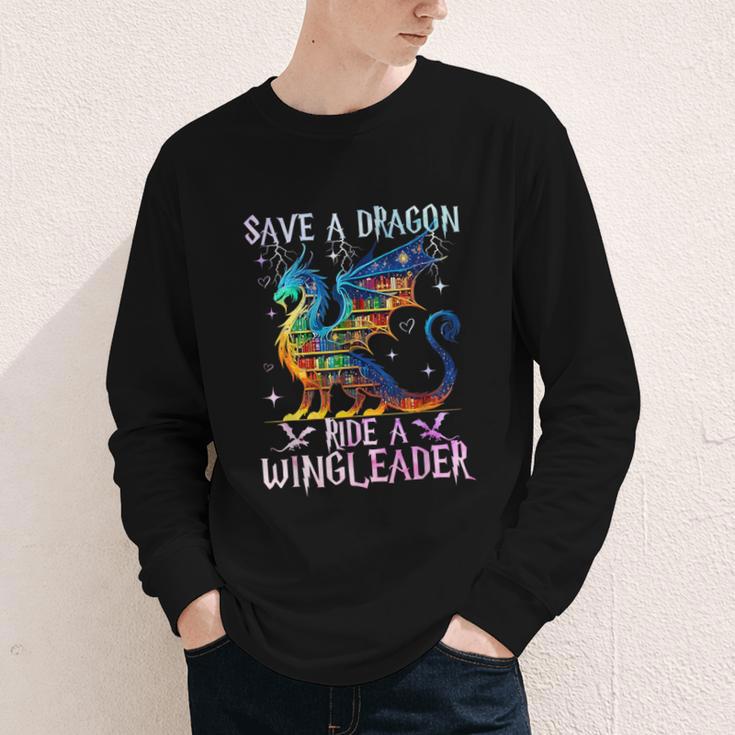 Save A Dragon Ride A Wingleader Books Dragon Lover Cute Youth Long Sleeve Tee