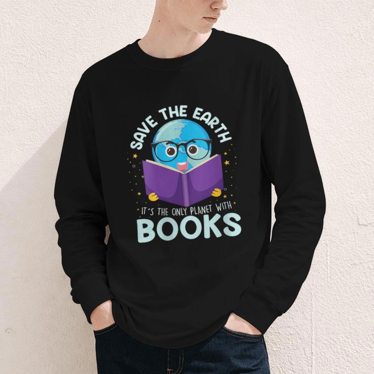 Save Earth It´s Only Planet With Books Reader Earth Day Youth Long Sleeve Tee