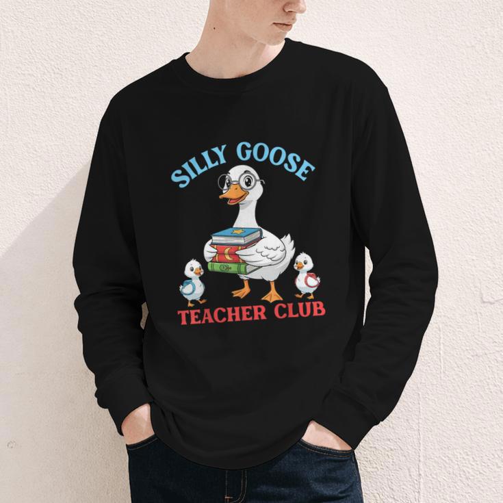 Silly Goose With Books Teacher Club School Educator Youth Long Sleeve Tee