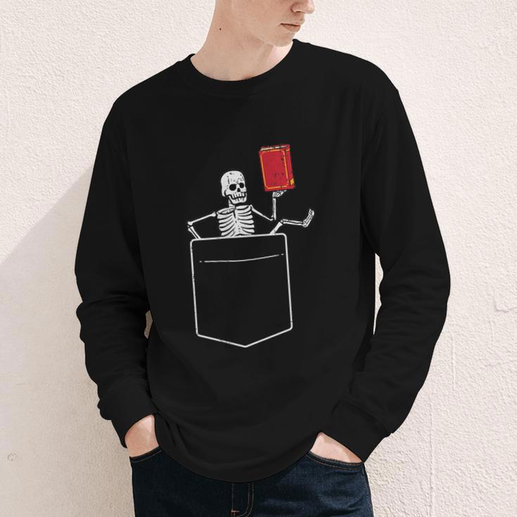 Skeleton Books Read Book Reading Librarian Across America Youth Long Sleeve Tee