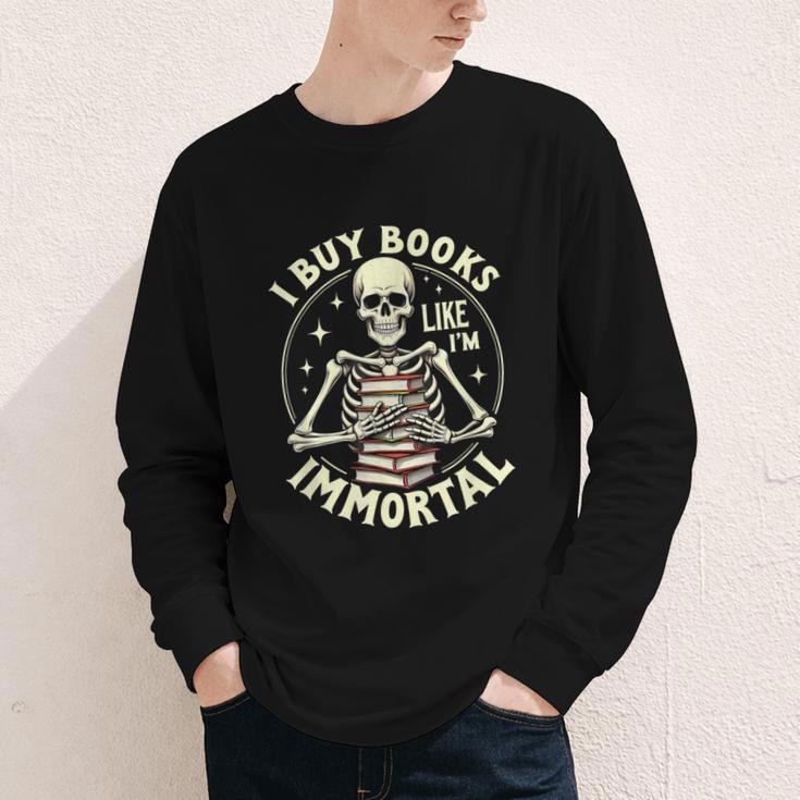 Skeleton I Buy Books Like I'm Immortal Halloween Youth Long Sleeve Tee Skeleton I Buy Books Like I'm Immortal Halloween Youth Long Sleeve Tee
