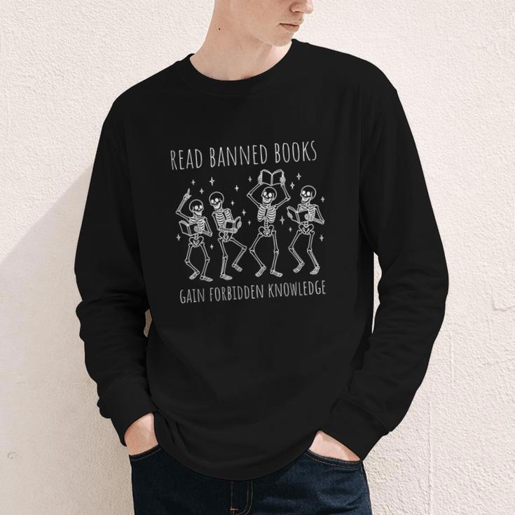 Skeleton Read Banned Books Gain Forbidden Knowledge Youth Long Sleeve Tee