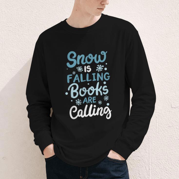 Snow Is Falling Books Are Calling Youth Long Sleeve Tee