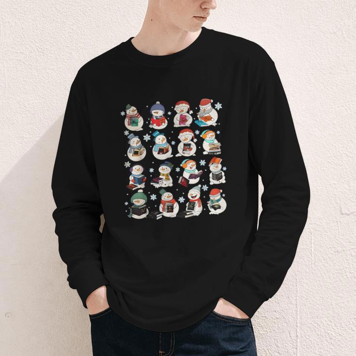 Snowman Reading Book Christmas Cozy Book Lover Bookish Youth Long Sleeve Tee Snowman Reading Book Christmas Cozy Book Lover Bookish Youth Long Sleeve Tee