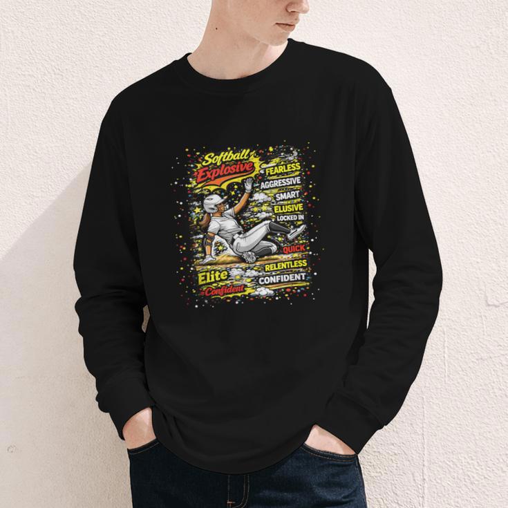 Softball Slider Pop Comic Book Art Best Traits Fast Elite Youth Long Sleeve Tee