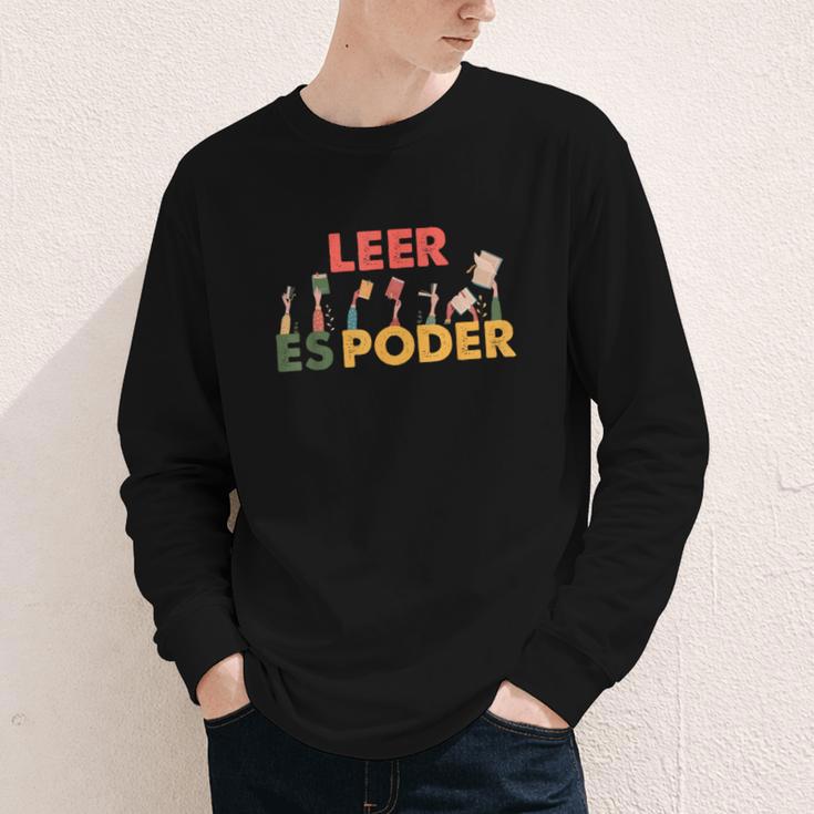 Spanish Reading Book Lover Teacher Maestra Leer Es Poder For Men Women Youth Long Sleeve Tee