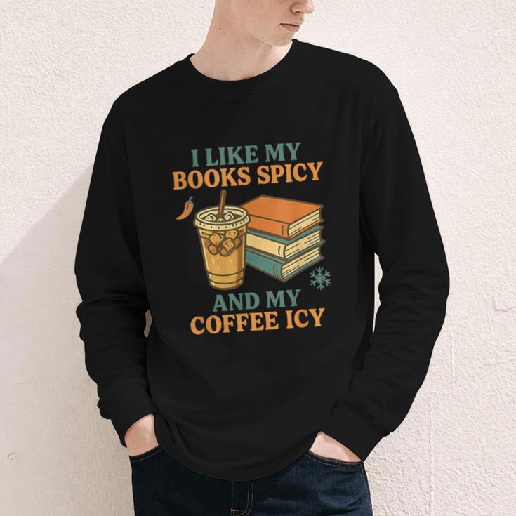 Spicy Books And Iced Coffee Book Lover Smut Reader Youth Long Sleeve Tee
