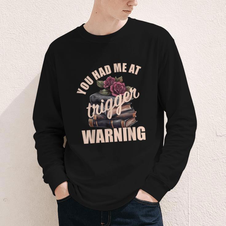 Spicy Books Merch Dark Romance You Had Me At Trigger Warning Youth Long Sleeve Tee Spicy Books Merch Dark Romance You Had Me At Trigger Warning Youth Long Sleeve Tee