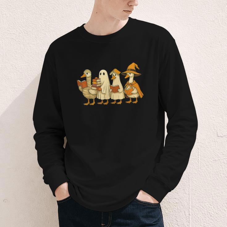 Spooky Halloween Book Lover Halloween Reading Goose Youth Long Sleeve Tee